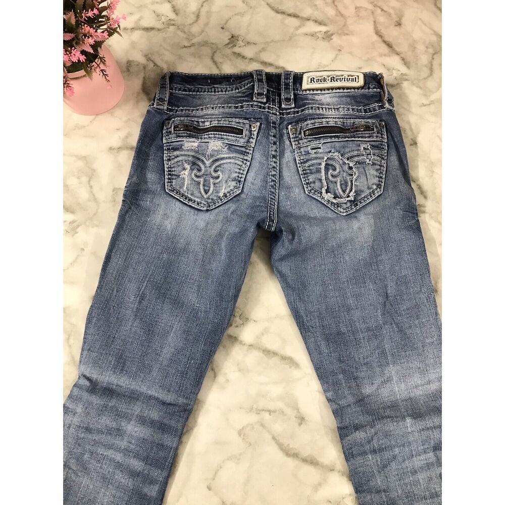 Rock revival Denim Jeans Juleen Mid Rise Distressed,Ankle Skinny Womens Size 26